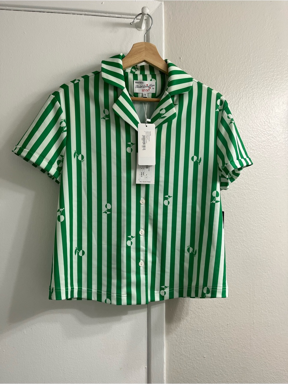 Green & White Striped Short-Sleeve Button-Down Shirt by Boden - Picture 1 of 4